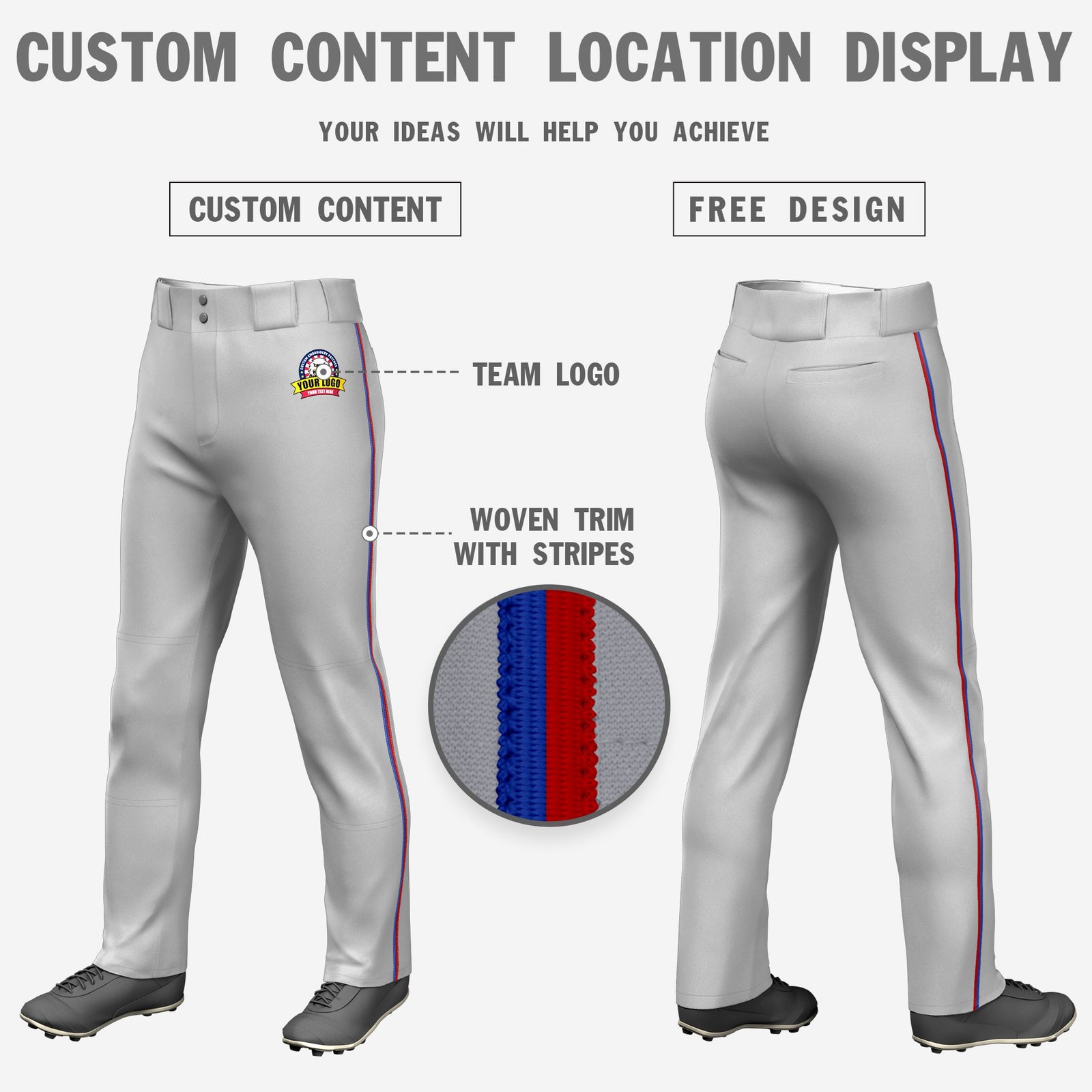 Custom Gray Royal Blue-Red Classic Fit Stretch Practice Loose-fit Baseball