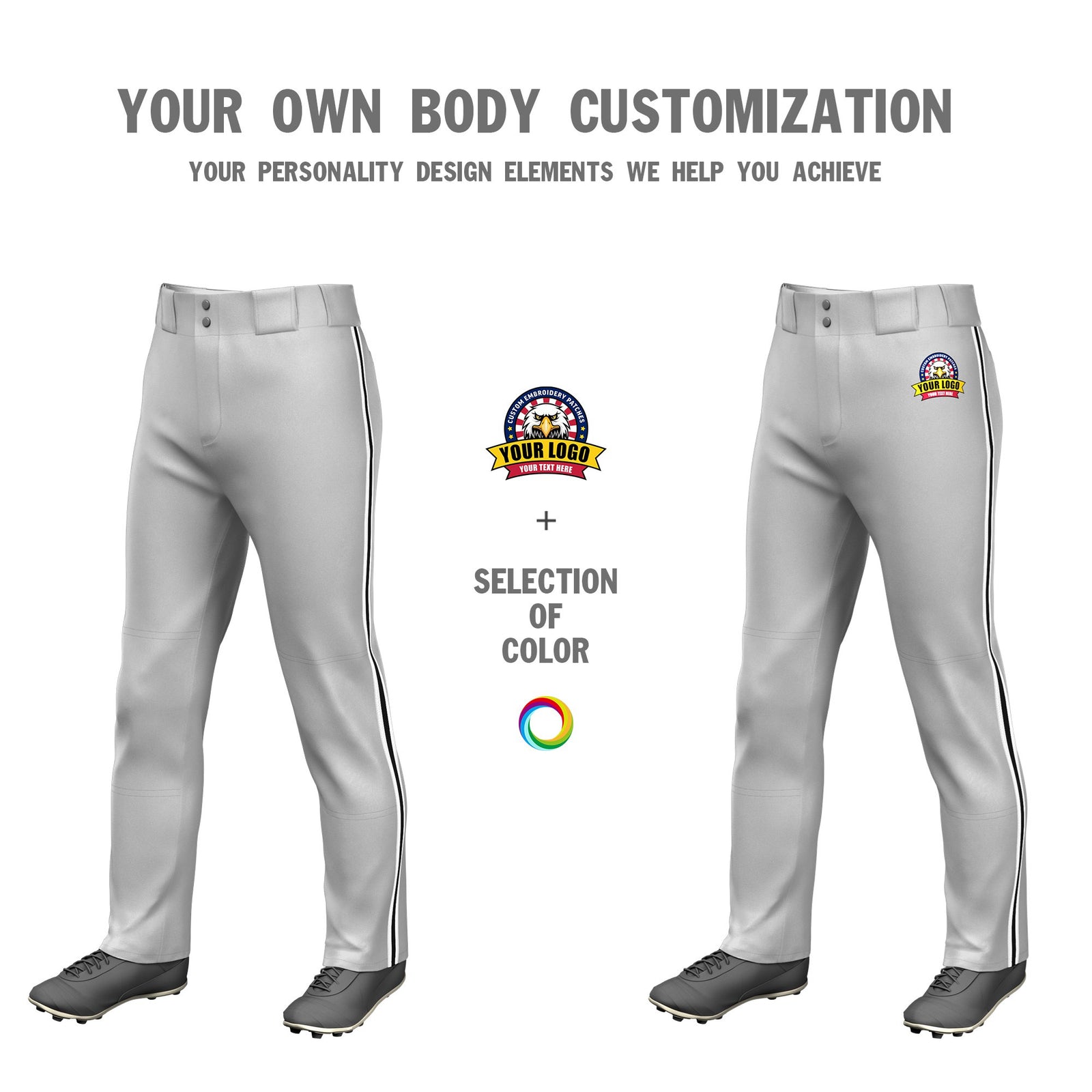 Custom Gray White-Black-White Classic Fit Stretch Practice Loose-fit Baseball Pants