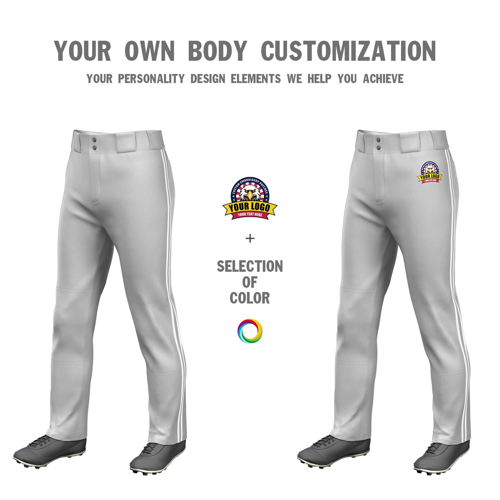 Custom Gray White-Gray-White Classic Fit Stretch Practice Loose-fit Baseball Pants