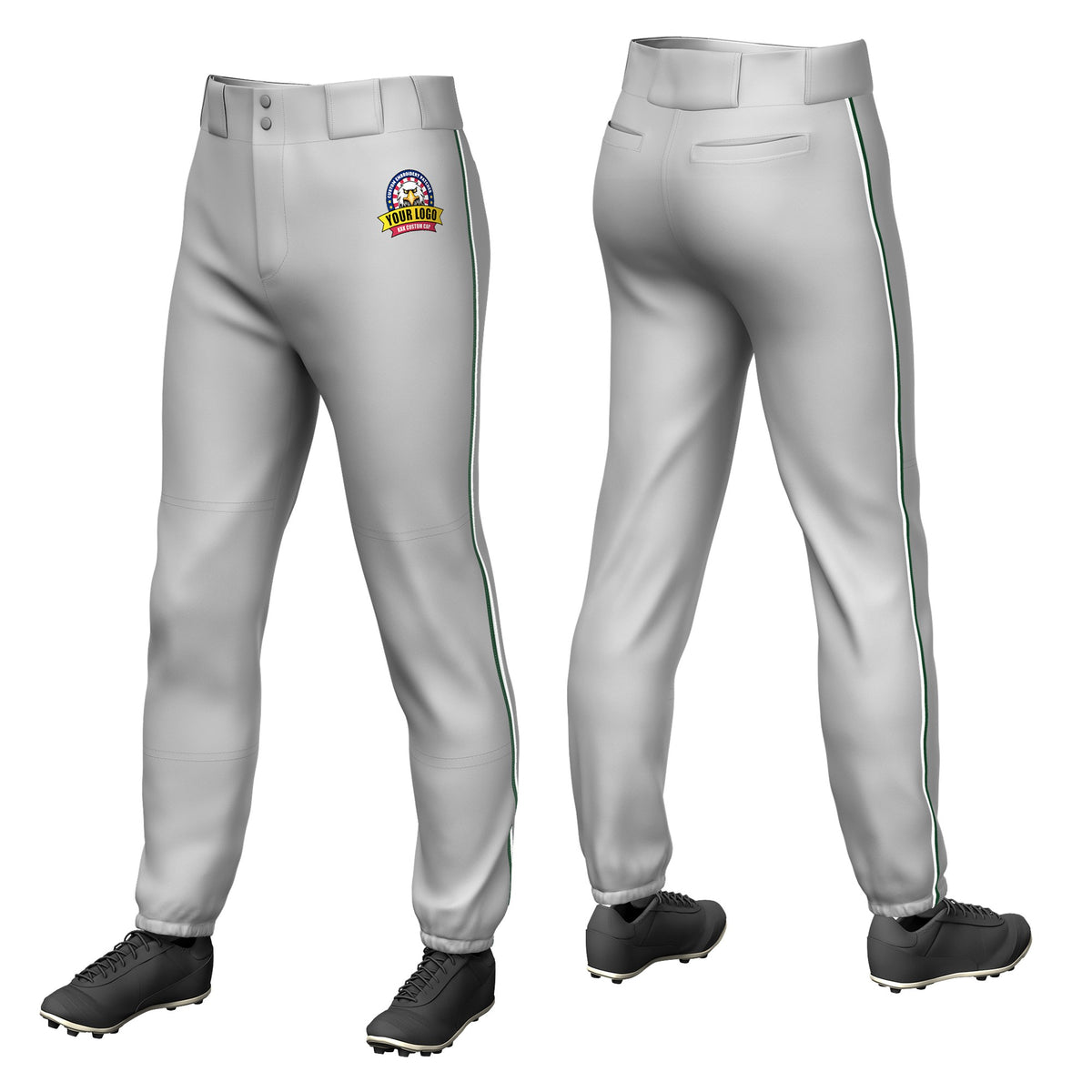 Custom Gray Gold01-White Classic Fit Stretch Practice Pull-up Baseball Pants