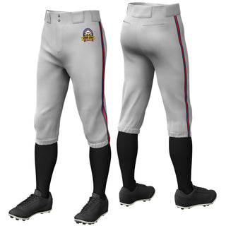 Pantalones de béisbol de práctica elásticos, de corte clásico, con ribetes en gris, azul marino, rojo y azul marino, personalizados