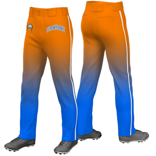 Custom Orange Blue Gradient Fit Stretch Practice Loose-fit Baseball Pants - Style 1