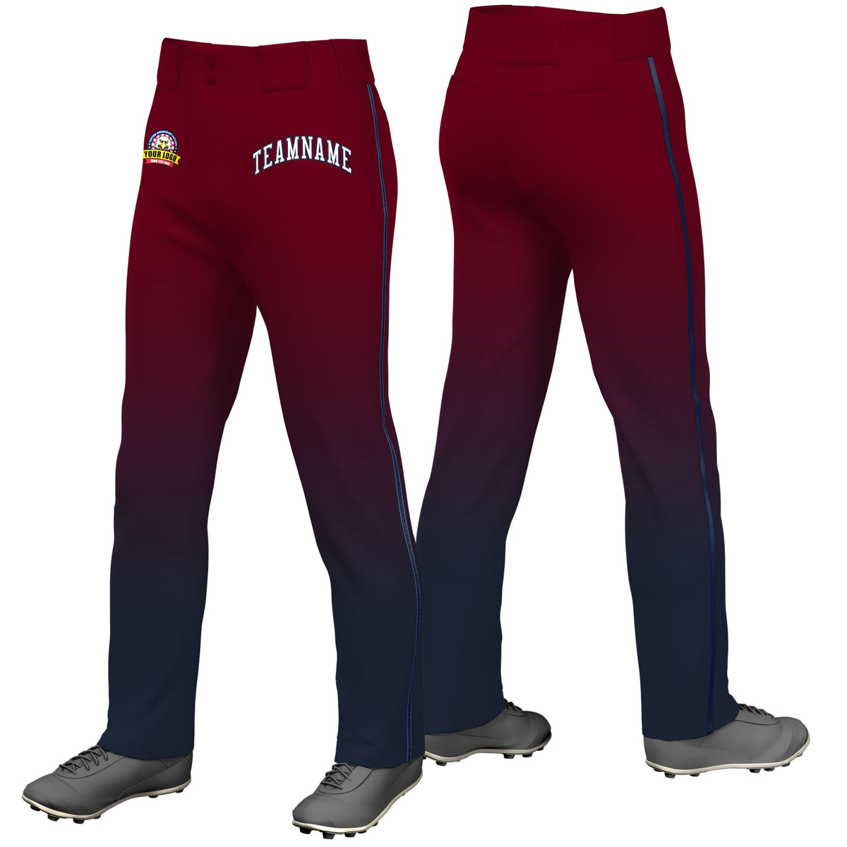 Custom Crimson Navy Gradient Fit Stretch Practice Loose-fit Baseball Pants