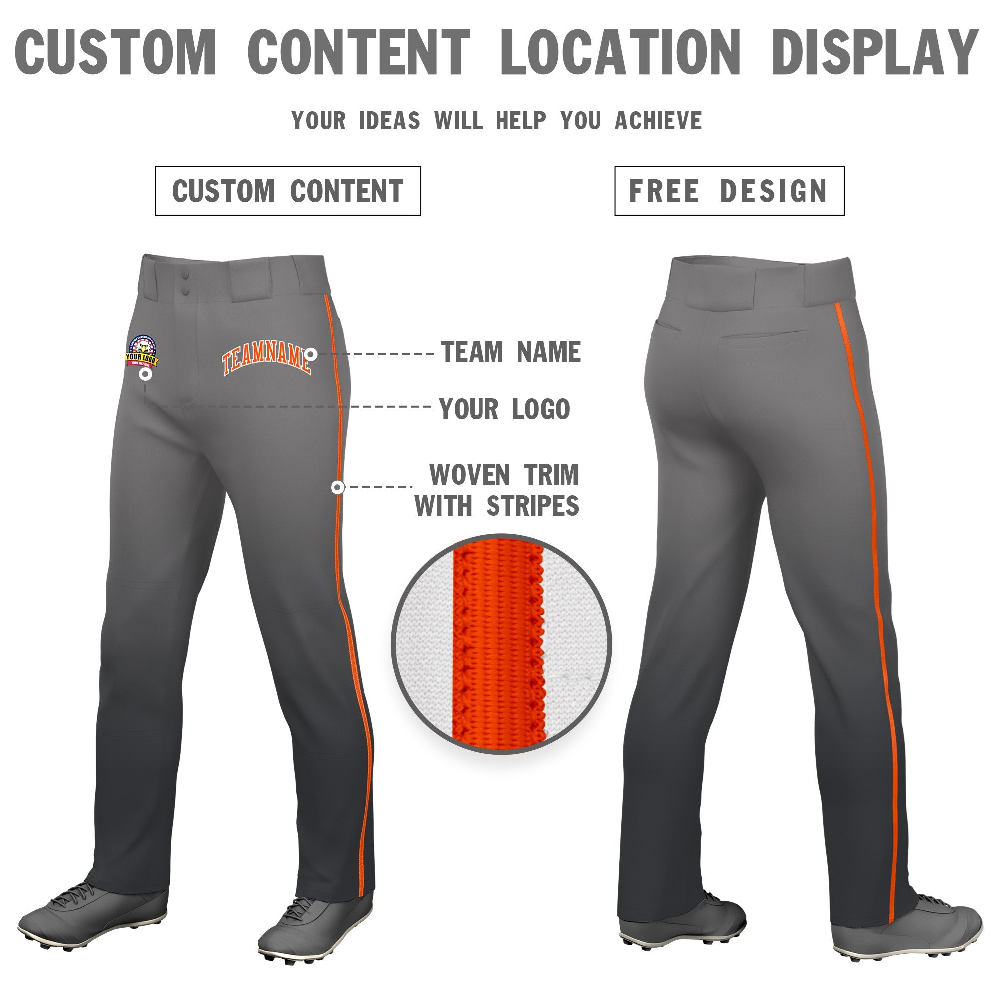 Custom Gray Dark Gray Gradient Fit Stretch Practice Loose-fit Baseball Pants