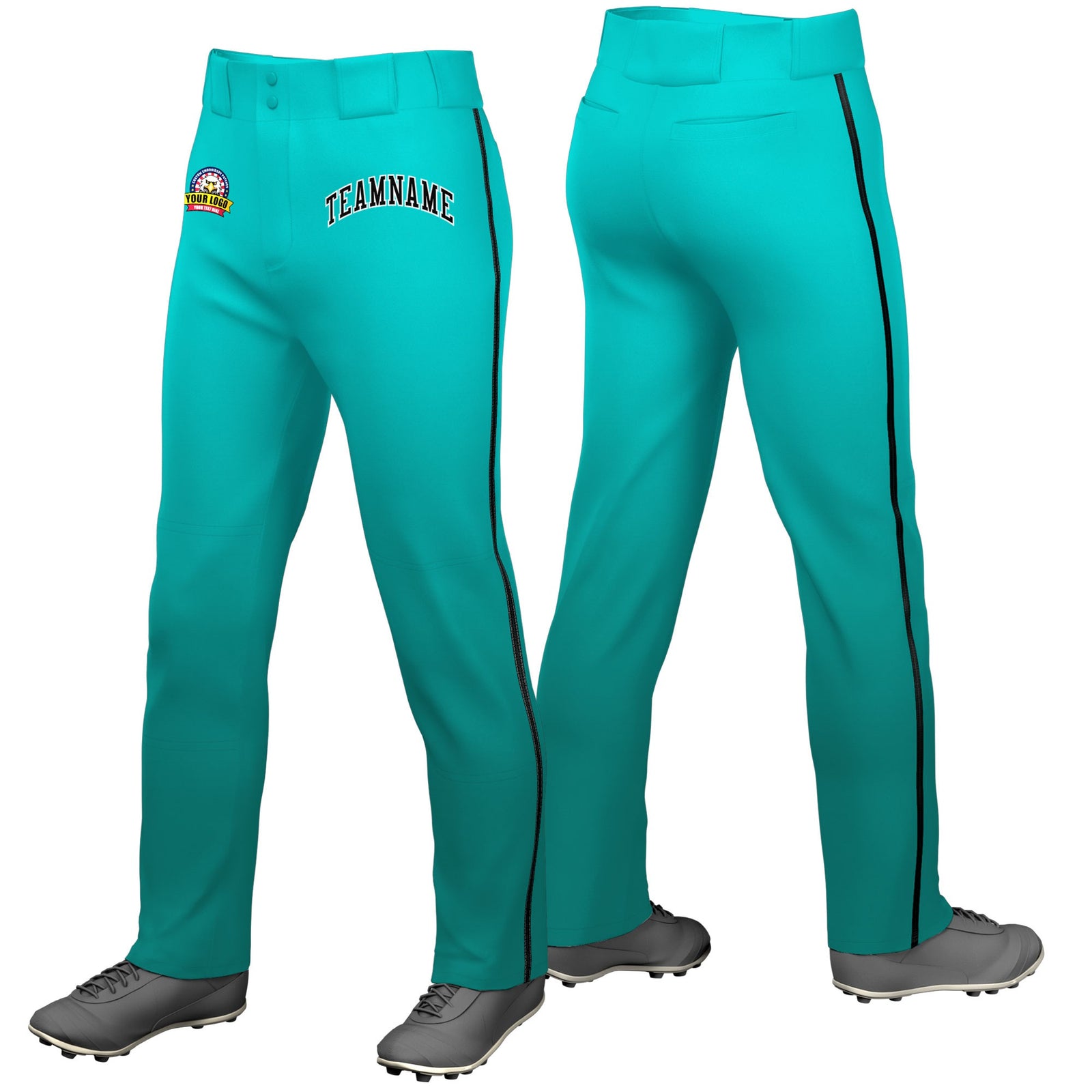 Custom Bright Green Aqua Gradient Fit Stretch Practice Loose-fit Baseball Pants