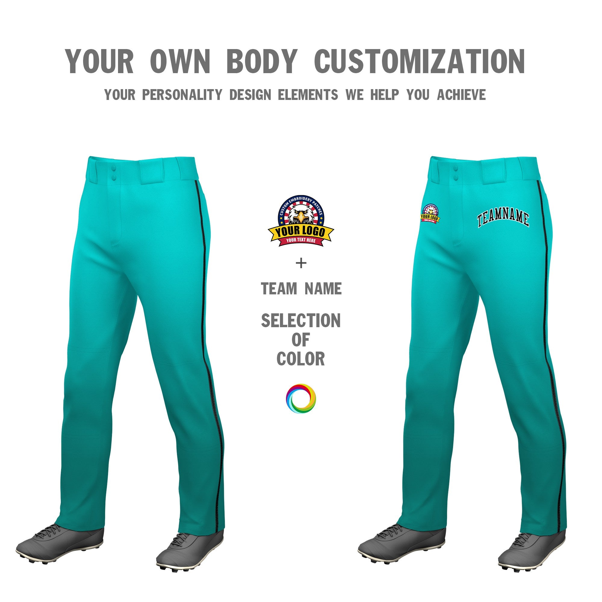 Custom Bright Green Aqua Gradient Fit Stretch Practice Loose-fit Baseball Pants