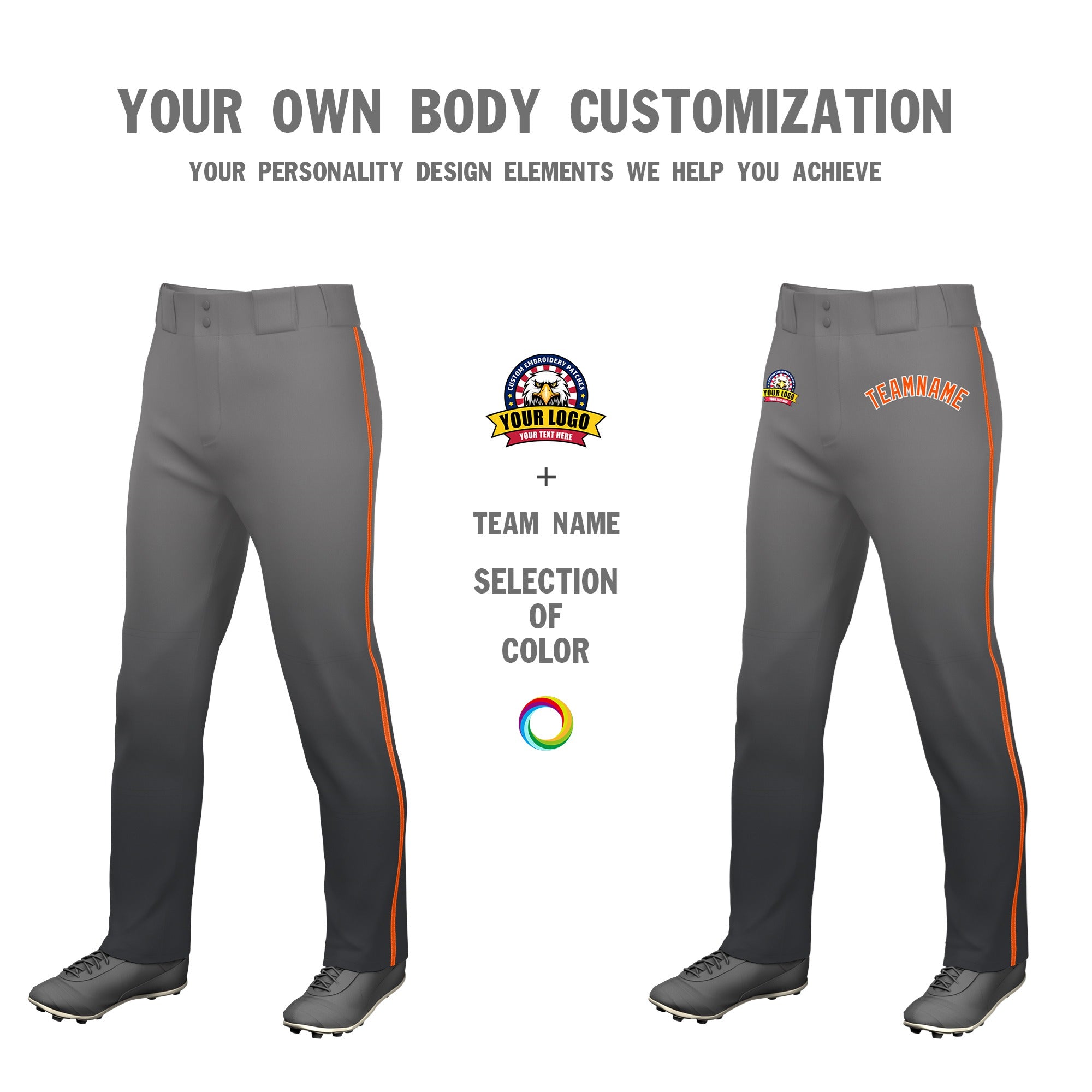 Custom Gray Dark Gray Gradient Fit Stretch Practice Loose-fit Baseball Pants