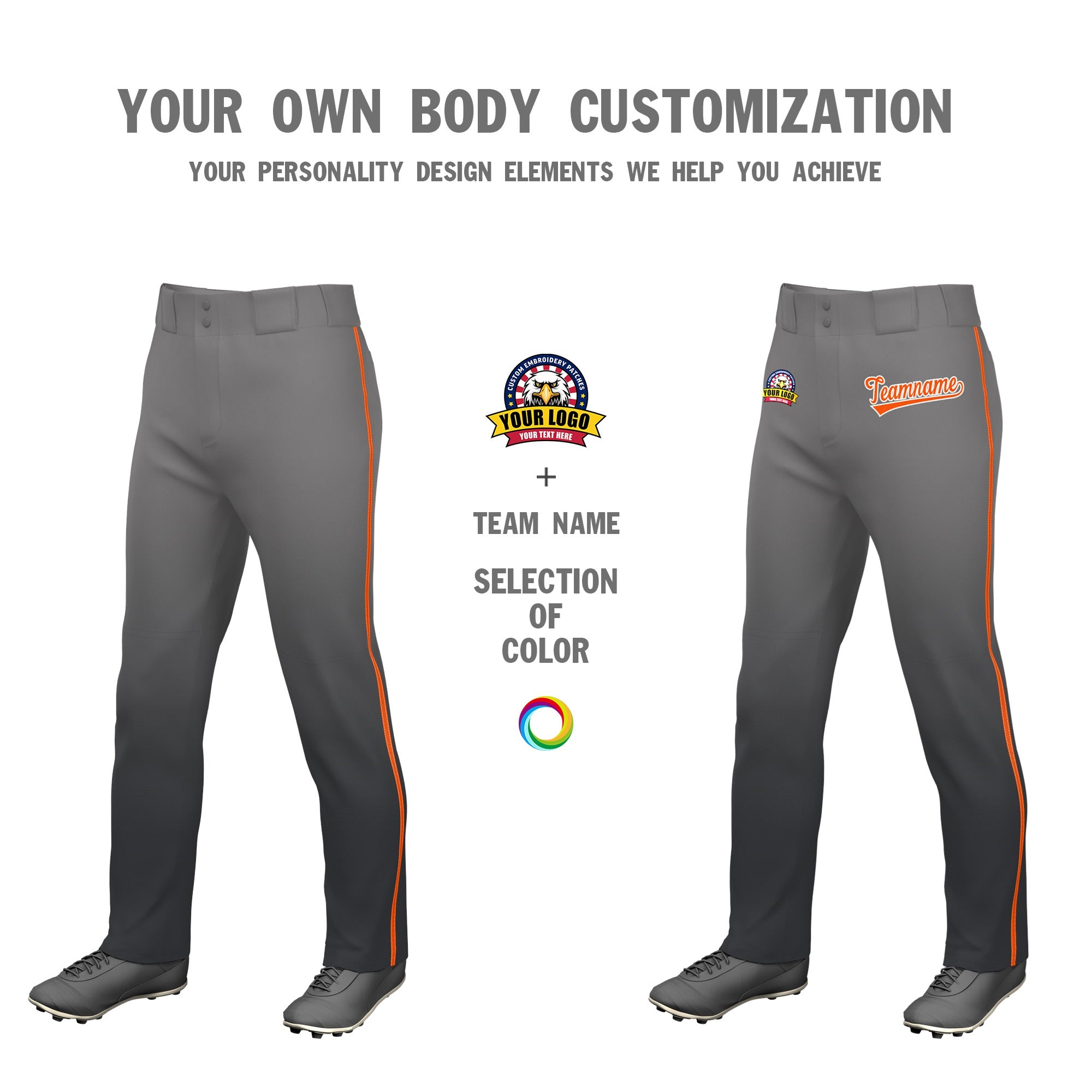 Custom Gray Dark Gray Gradient Fit Stretch Practice Loose-fit Baseball Pants