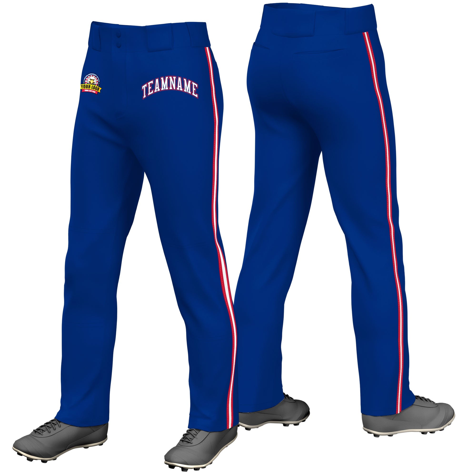 Custom Royal Blue Red White-Red Classic Fit Stretch Practice Loose-fit Baseball Pants