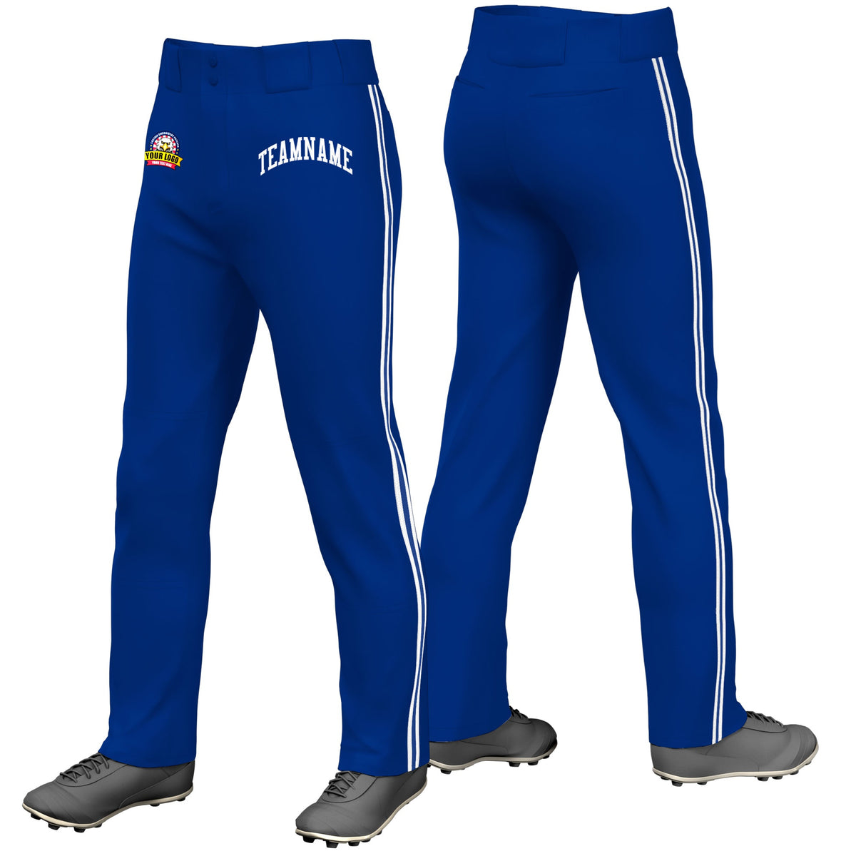 Custom Royal Blue White Royal Blue-White Classic Fit Stretch Practice Loose-fit Baseball Pants