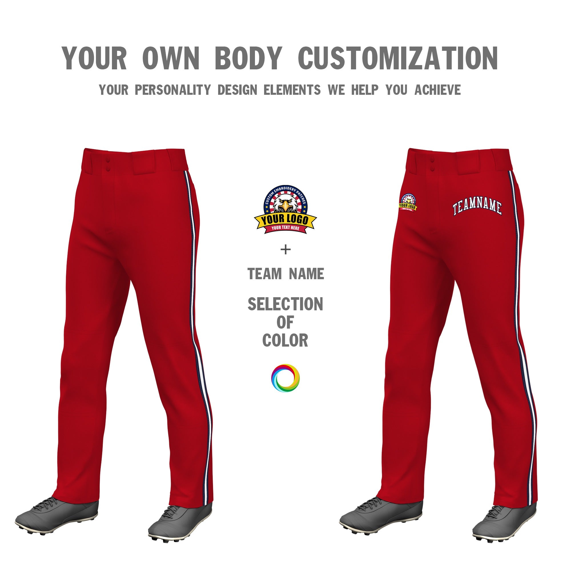 Custom Red Navy White-Navy Classic Fit Stretch Practice Loose-fit Baseball Pants