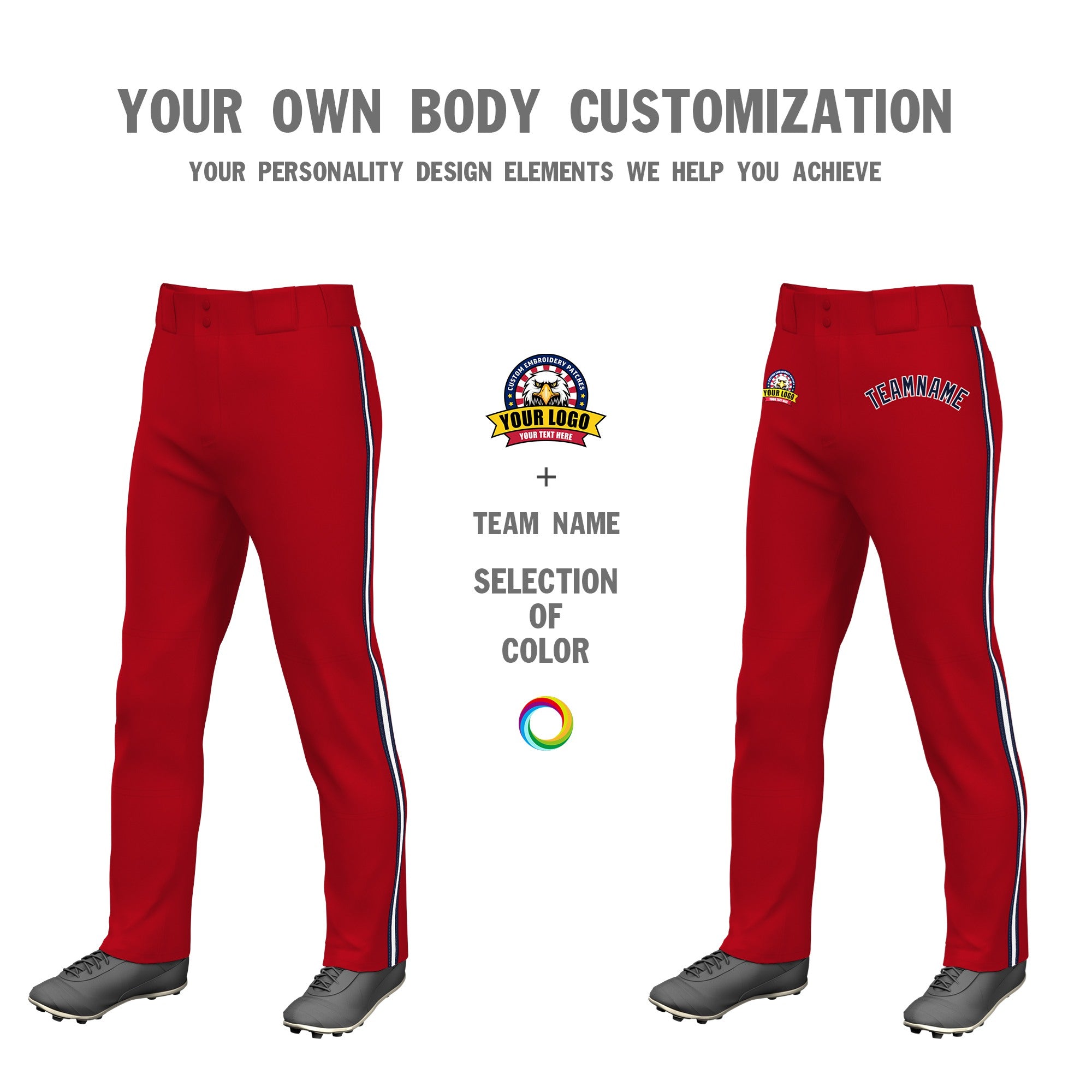 Custom Red Navy White-Navy Classic Fit Stretch Practice Loose-fit Baseball Pants