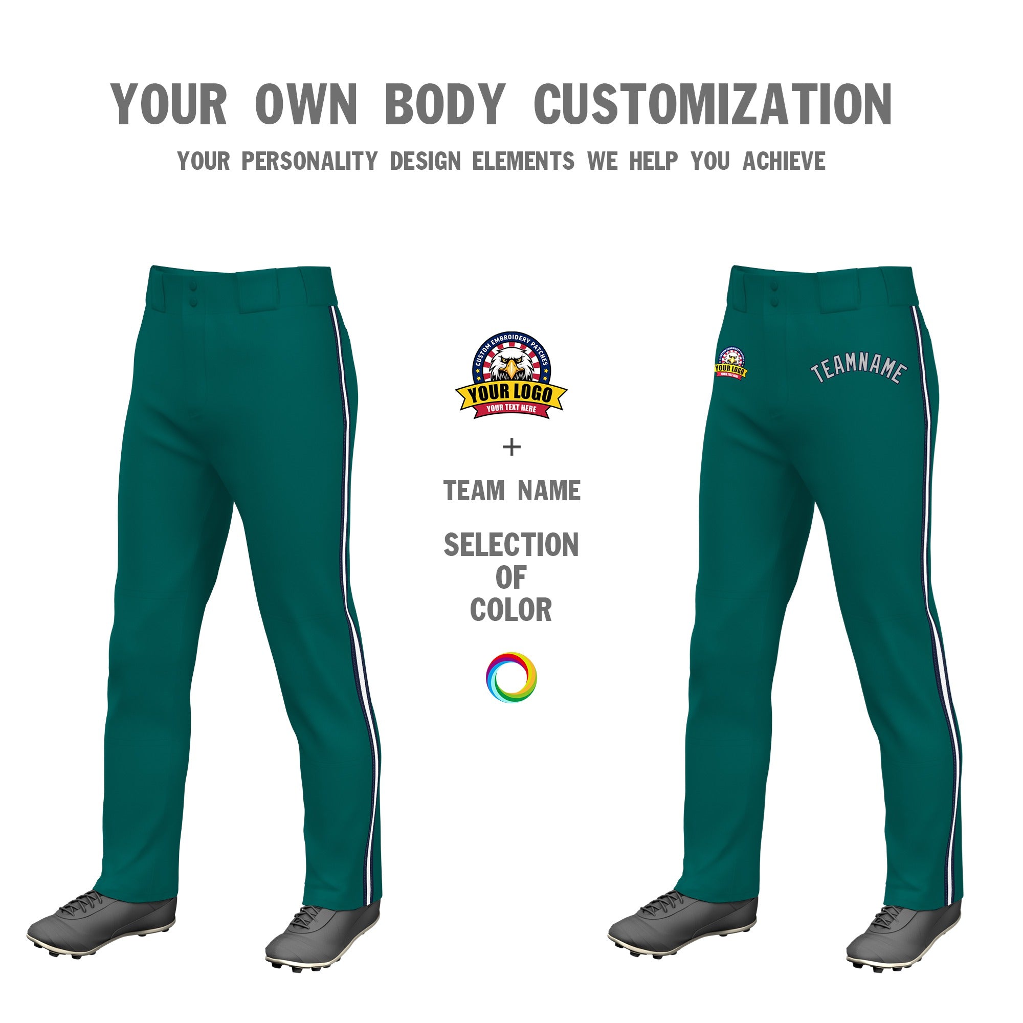 Custom Aqua Navy White-Navy Classic Fit Stretch Practice Loose-fit Baseball Pants