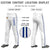 Custom White Royal Blue White-Royal Blue Classic Fit Stretch Practice Loose-fit Baseball Pants