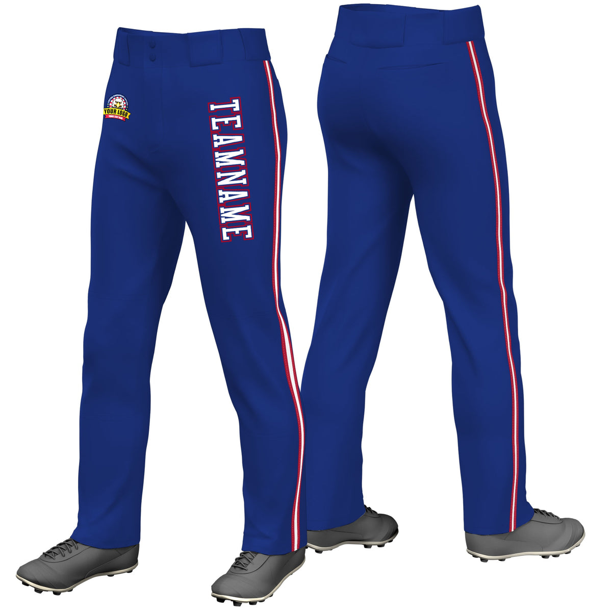 Custom Royal Blue Red White-Red Classic Fit Stretch Practice Loose-fit Baseball Pants