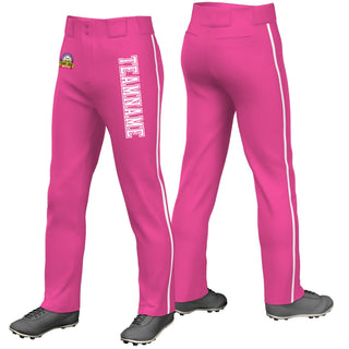 Pantalones de béisbol holgados, elásticos, de ajuste clásico, con ribetes blancos y rosas personalizados - Estilo 1