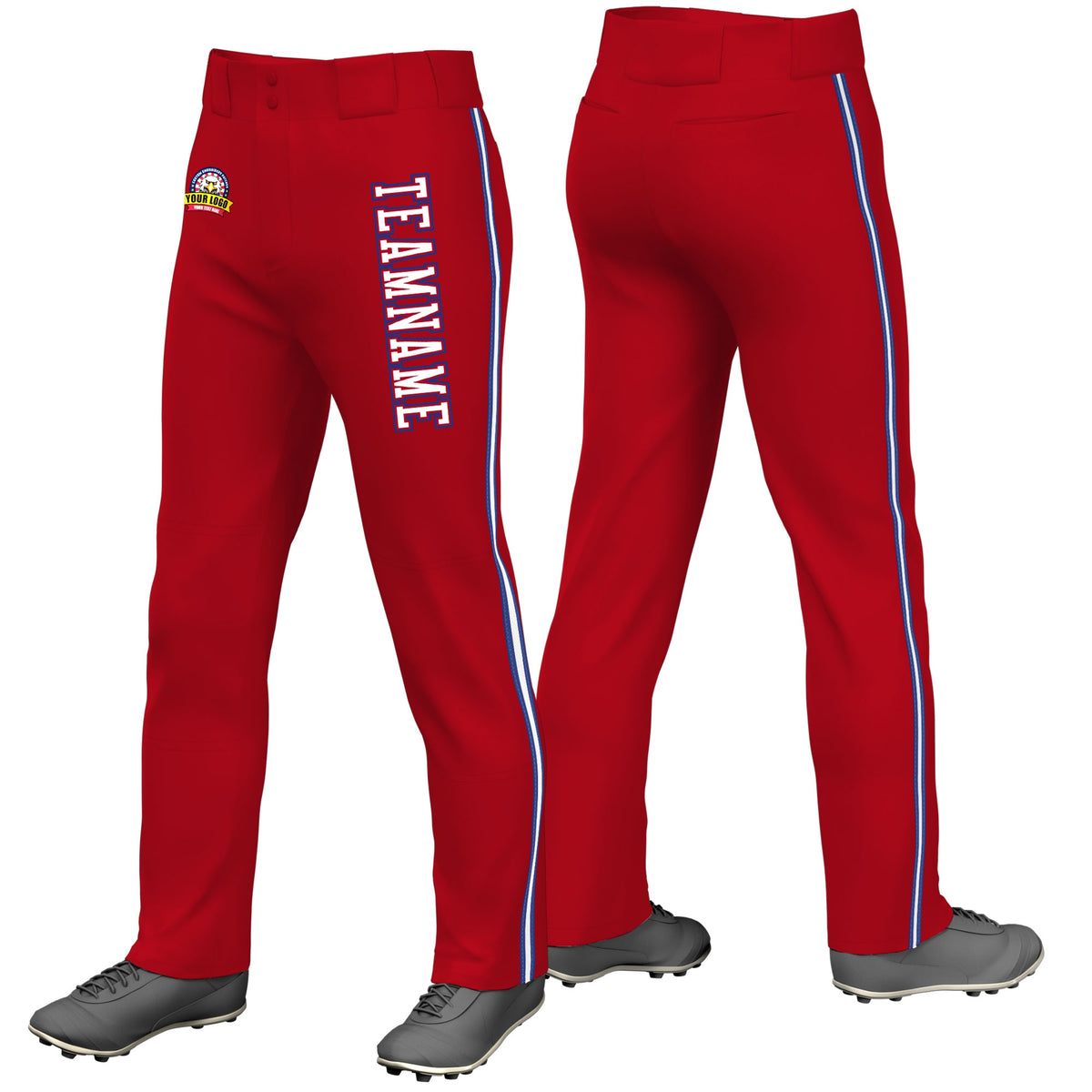 Custom Red Royal Blue White-Royal Blue Classic Fit Stretch Practice Loose-fit Baseball Pants