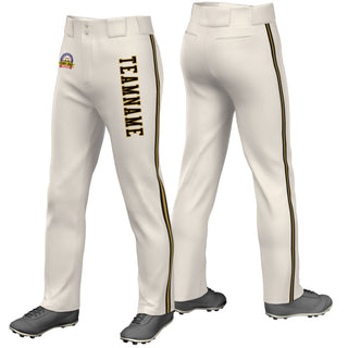 Pantalones de béisbol holgados, elásticos, de ajuste clásico, con ribetes negros, caqui y dorado viejo, personalizados - Estilo 1