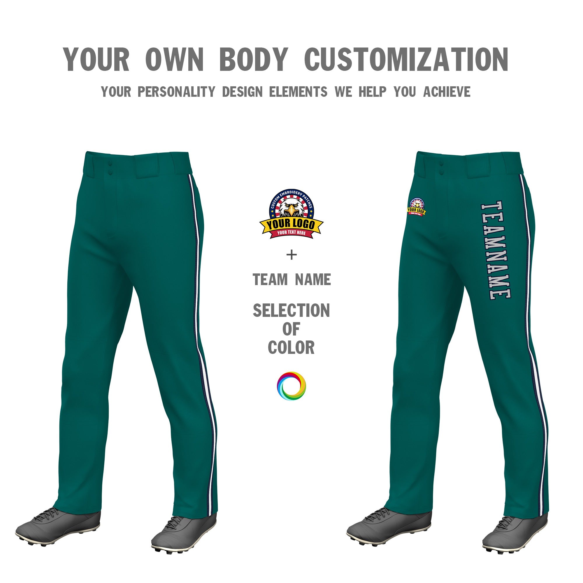 Custom Aqua Navy White-Navy Classic Fit Stretch Practice Loose-fit Baseball Pants