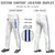 Custom White Royal Blue White-Royal Blue Classic Fit Stretch Practice Loose-fit Baseball Pants