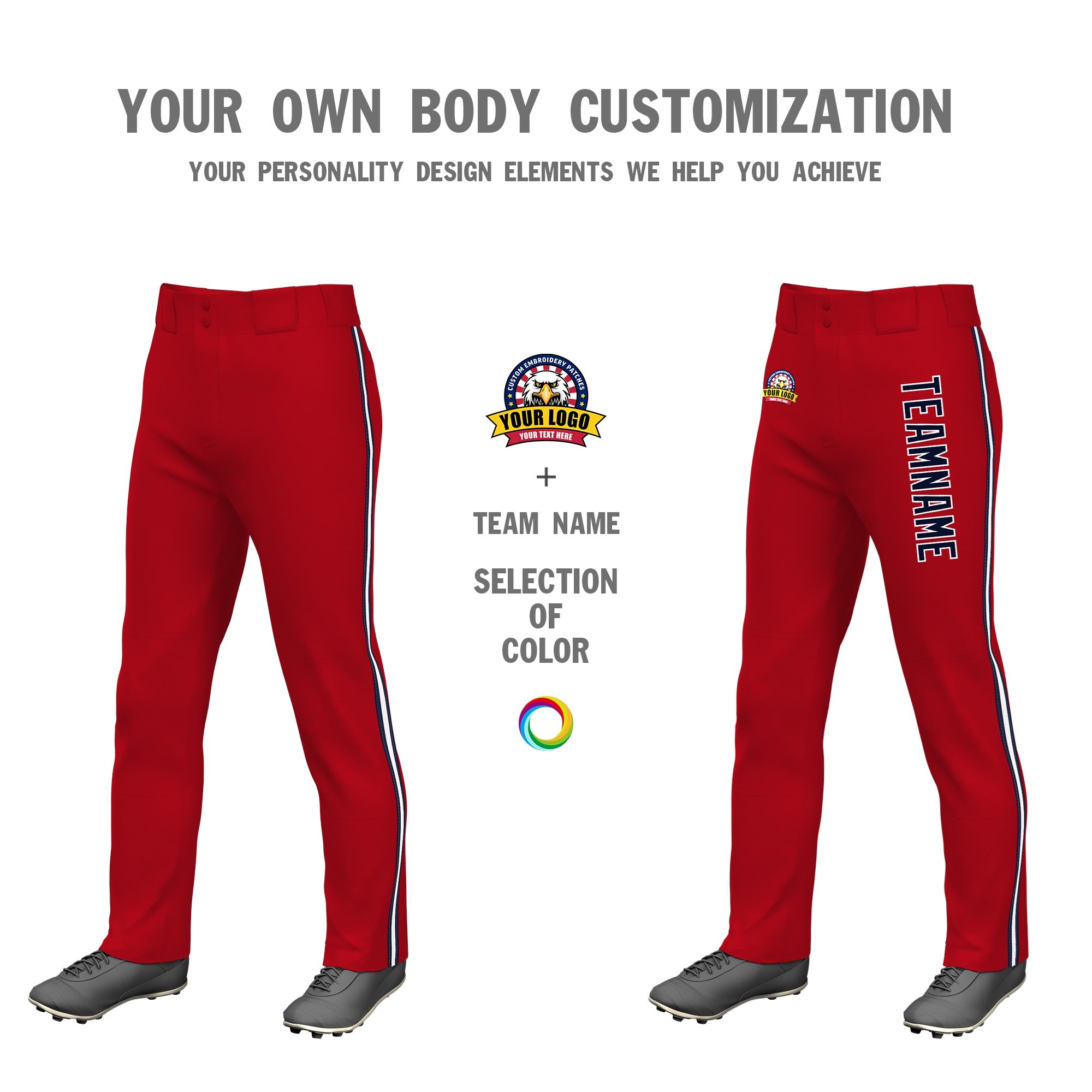 Custom Red Navy White-Navy Classic Fit Stretch Practice Loose-fit Baseball Pants