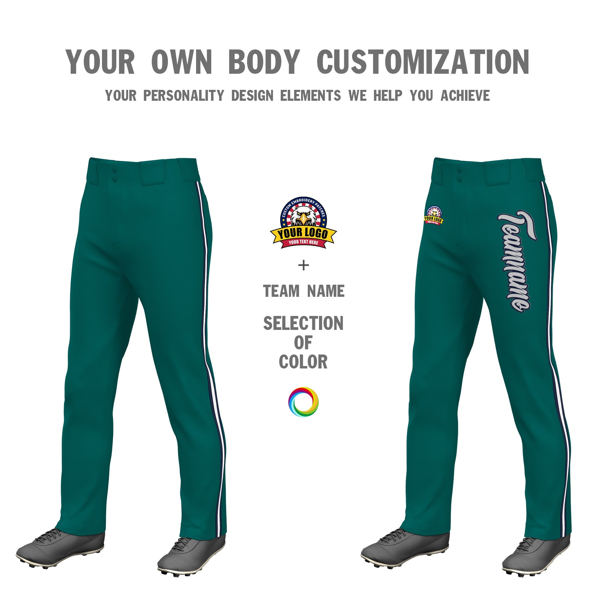 Custom Aqua Navy White-Navy Classic Fit Stretch Practice Loose-fit Baseball Pants