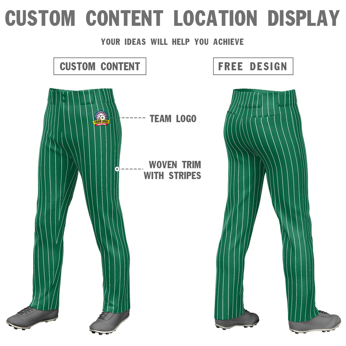 Custom Aqua White Pinstripe Fit Stretch Practice Loose-fit Baseball Pants