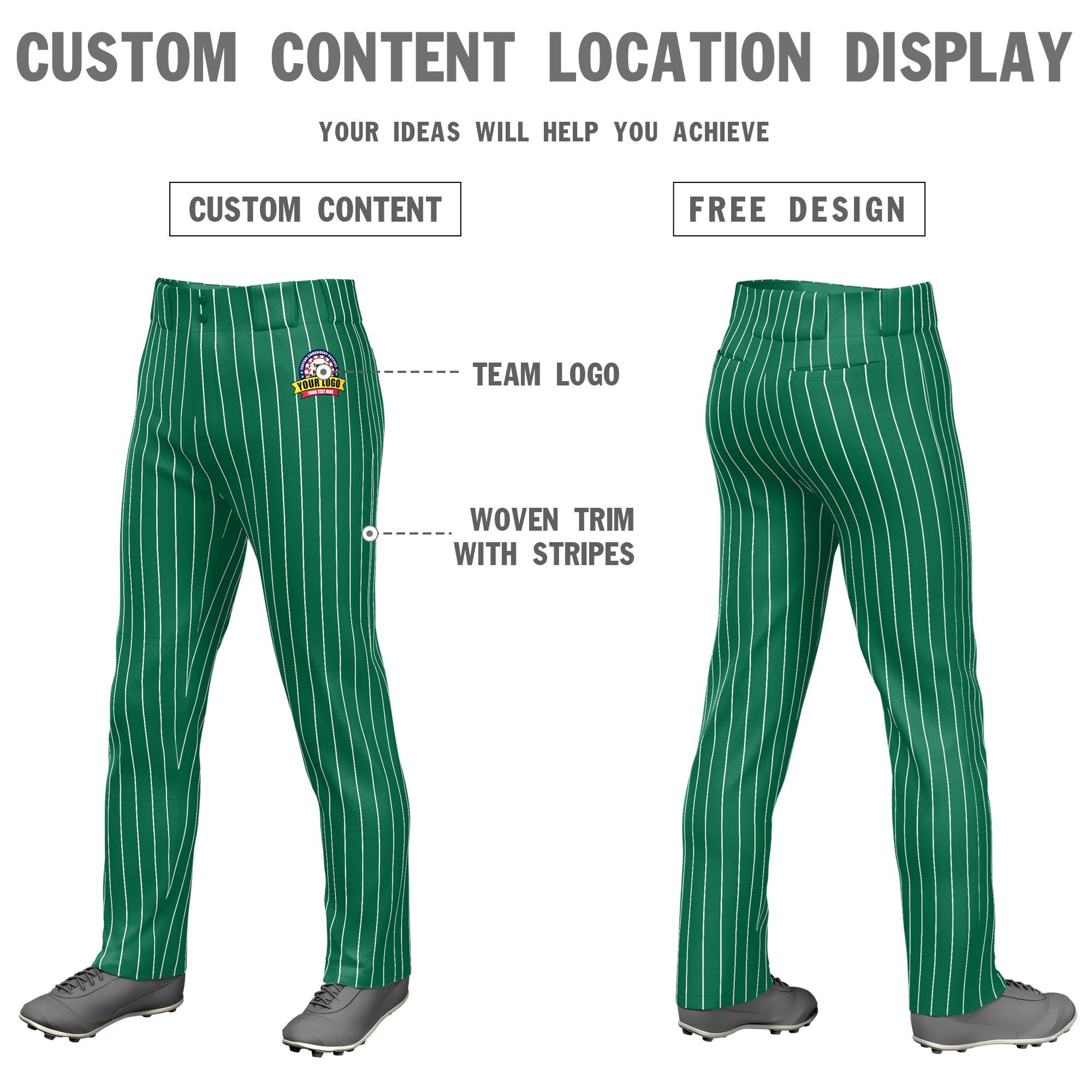 Custom Aqua White Pinstripe Fit Stretch Practice Loose-fit Baseball Pants