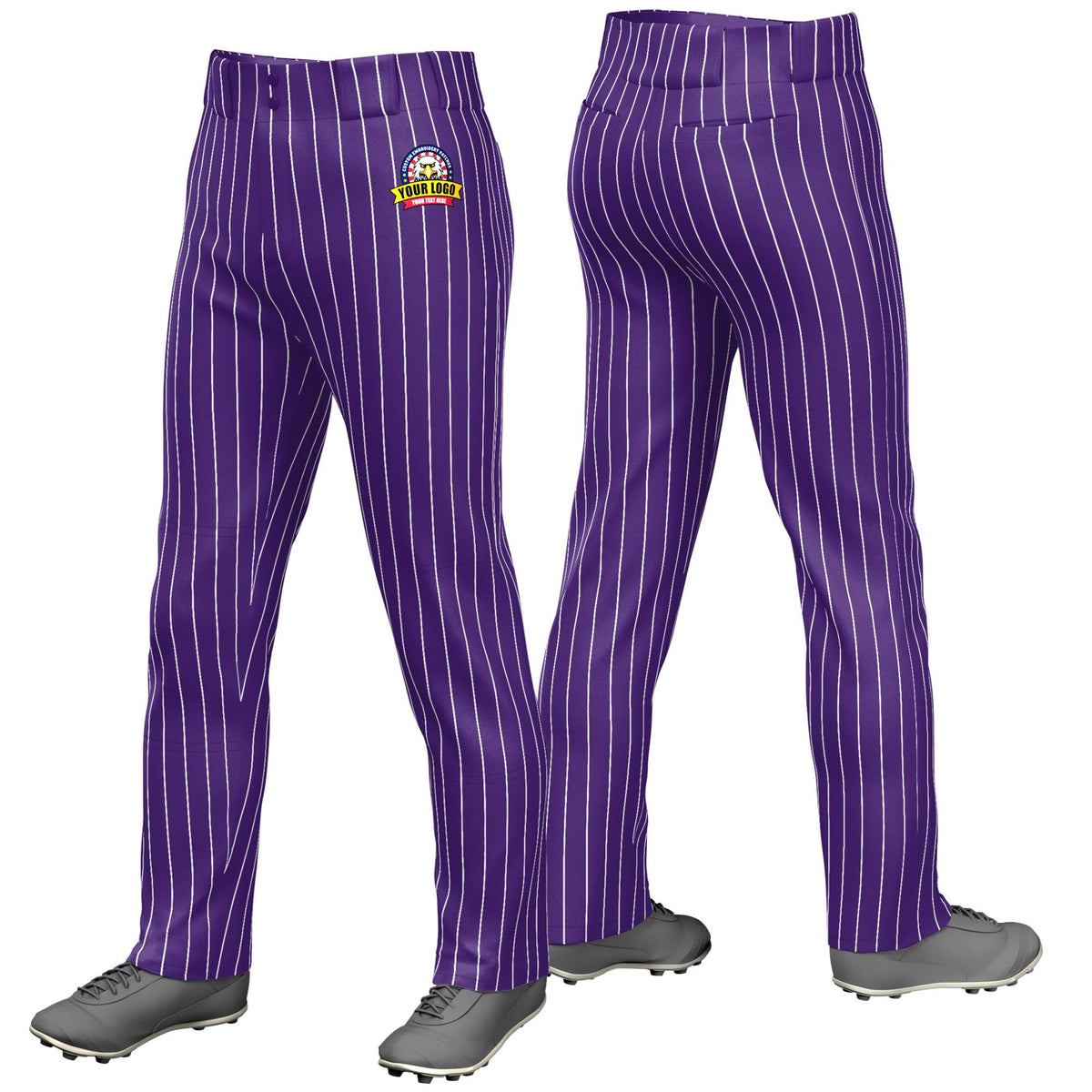 Custom Purple White Pinstripe Fit Stretch Practice Loose-fit Baseball Pants