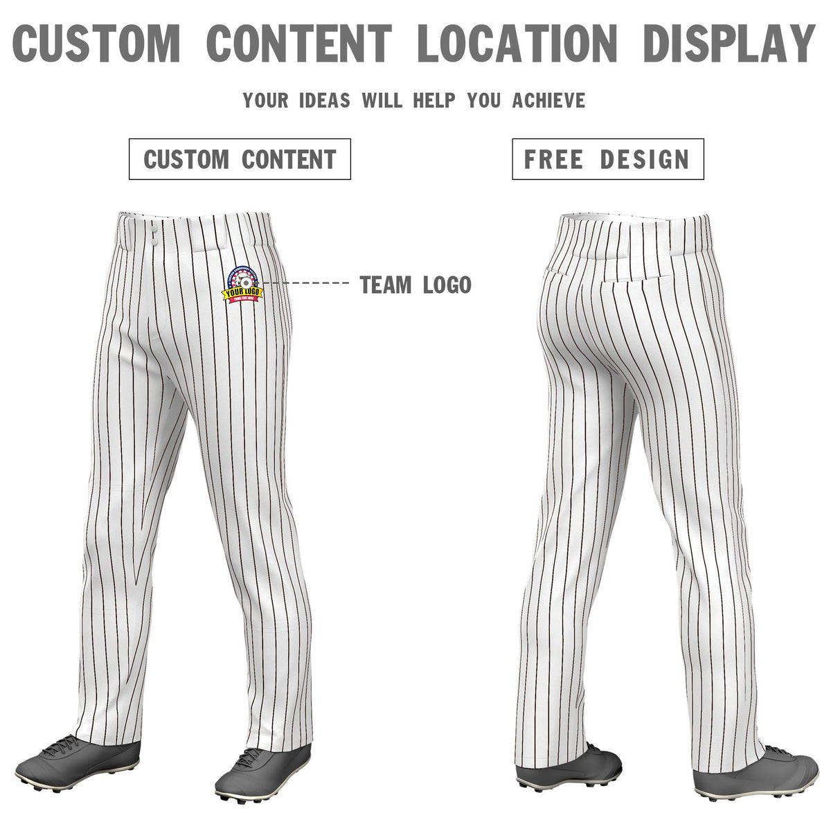 Custom White Brown Pinstripe Fit Stretch Practice Loose-fit Baseball Pants