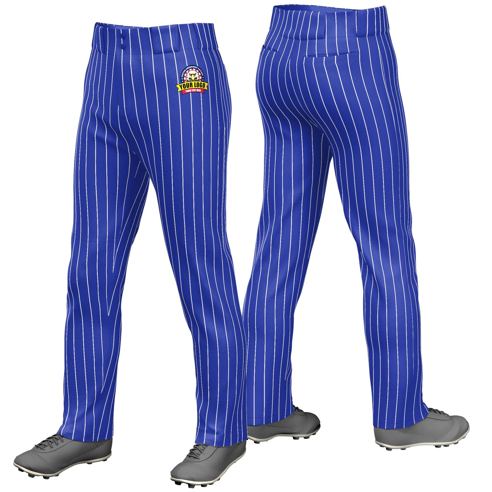 Custom Royal Blue White Pinstripe Fit Stretch Practice Loose-fit Baseball Pants