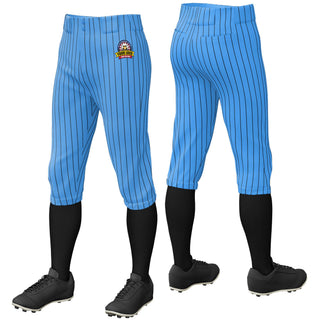 Pantalones de béisbol de práctica elásticos, personalizados, con rayas azul claro y negro