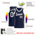 Custom Navy White Round Neck Rib-Knit Basketball Jersey