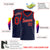 Custom Navy Red Round Neck Rib-Knit Basketball Jersey