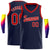 Custom Navy Red Round Neck Rib-Knit Basketball Jersey