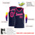 Custom Navy Pink Round Neck Rib-Knit Basketball Jersey