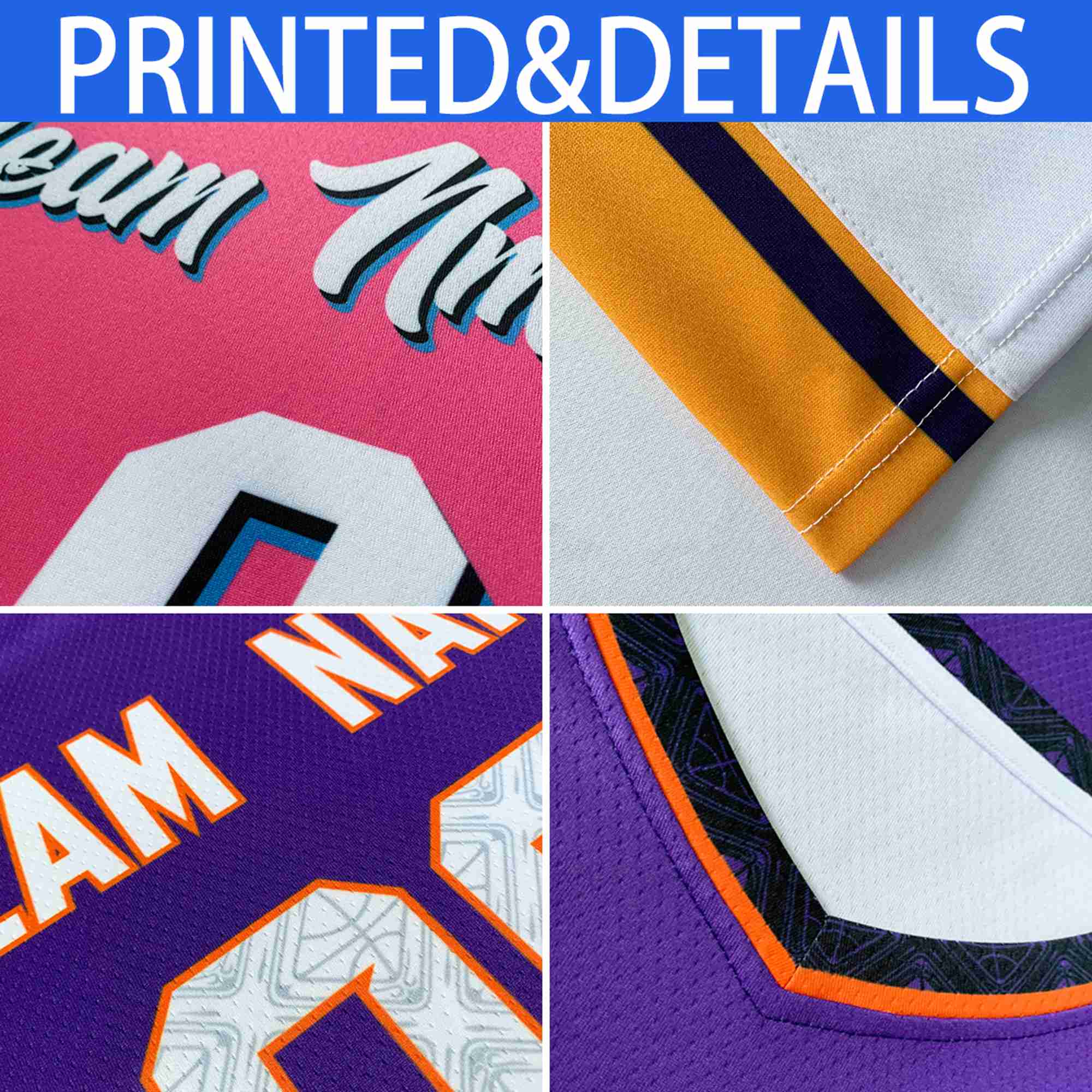 Custom Yellow Purple Round Neck Rib-Knit Basketball Jersey