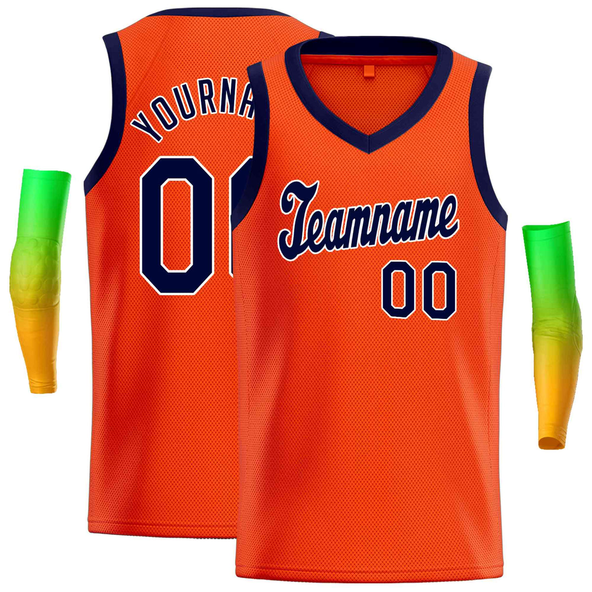 Custom Orange Navy-White Classic Tops Basketball Jersey