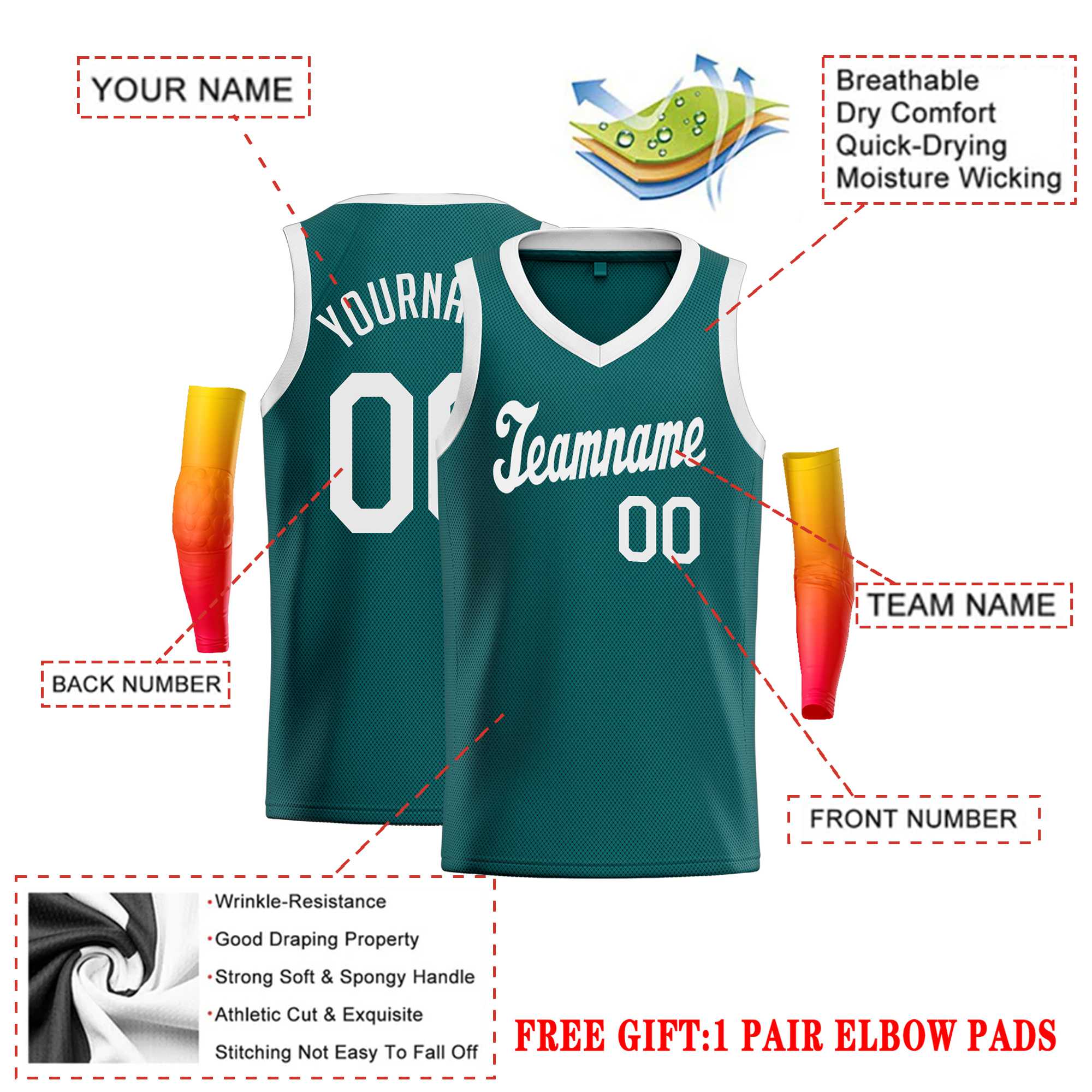 Custom Aqua White Round Neck Rib-Knit Basketball Jersey