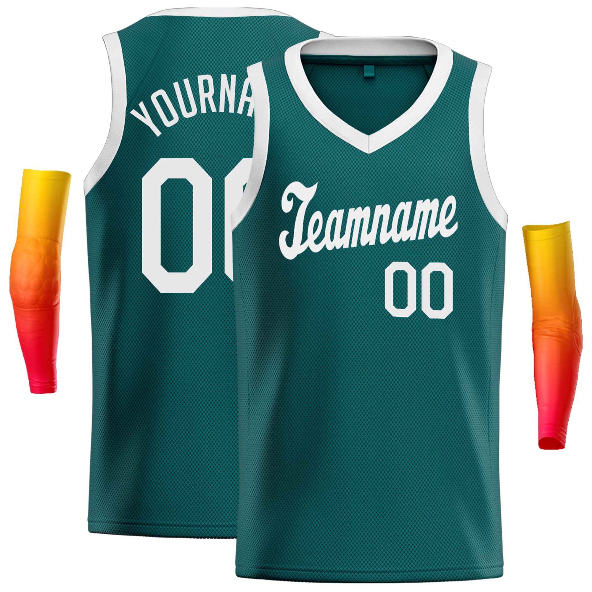 Custom Aqua White Round Neck Rib-Knit Basketball Jersey