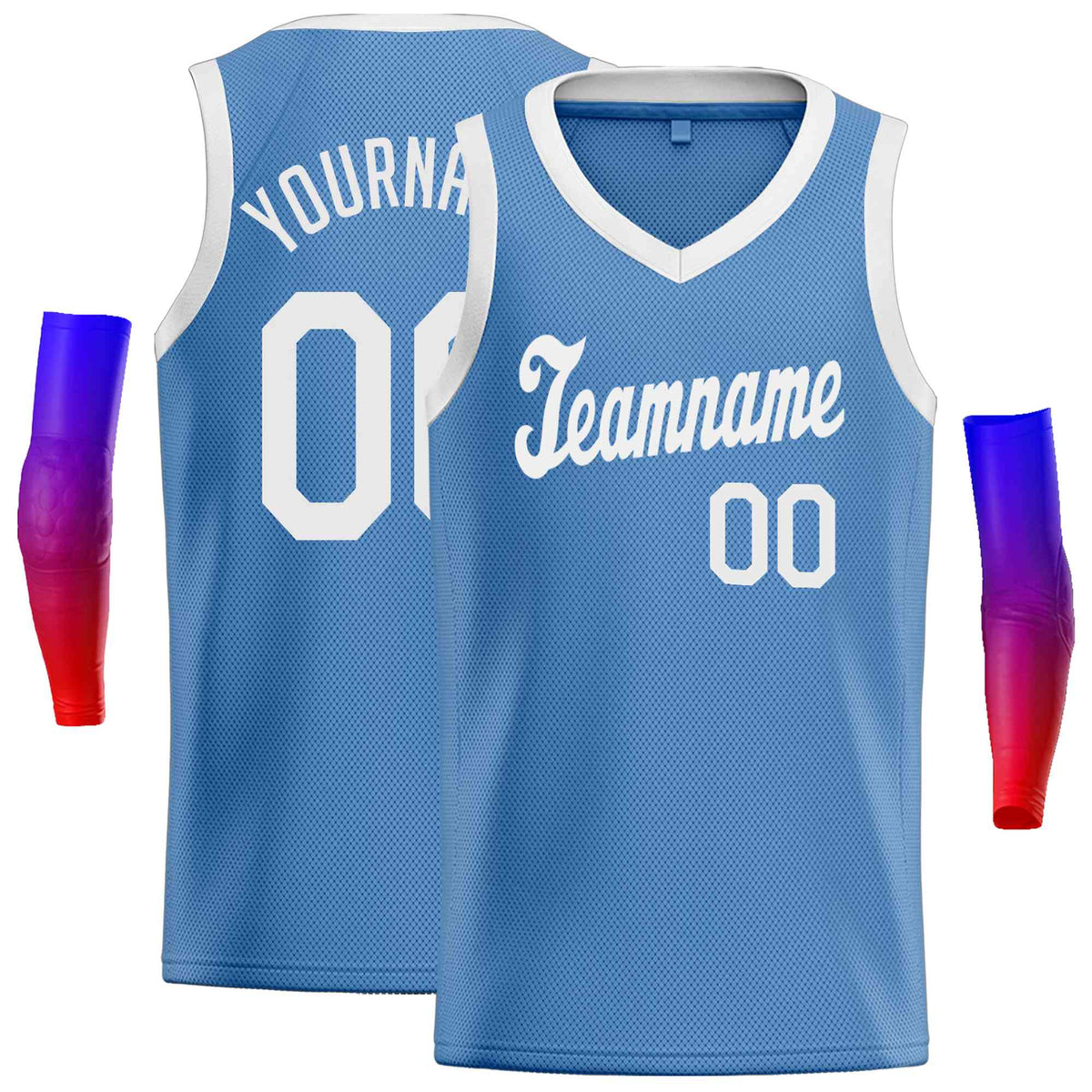 Custom Royal White Round Neck Rib-Knit Basketball Jersey