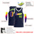 Custom Navy White Round Neck Rib-Knit Basketball Jersey