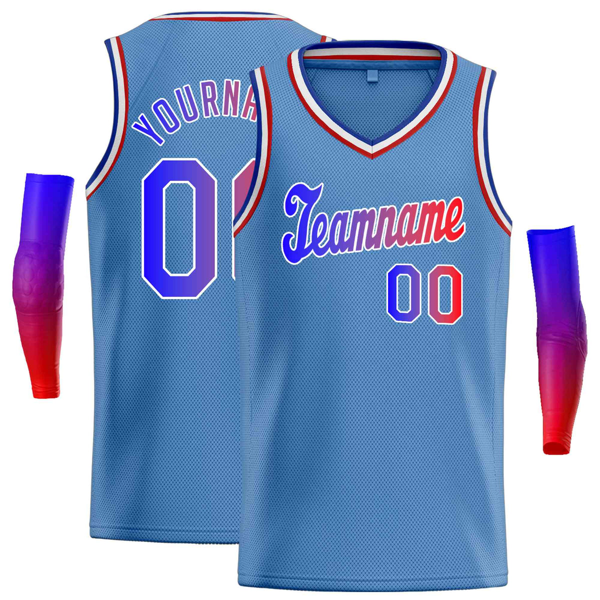 Custom Royal Royal-1 White Round Neck Rib-Knit Basketball Jersey