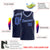 Custom Navy White Royal-1 Round Neck Rib-Knit Basketball Jersey