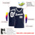 Custom Navy White Gray Round Neck Rib-Knit Basketball Jersey