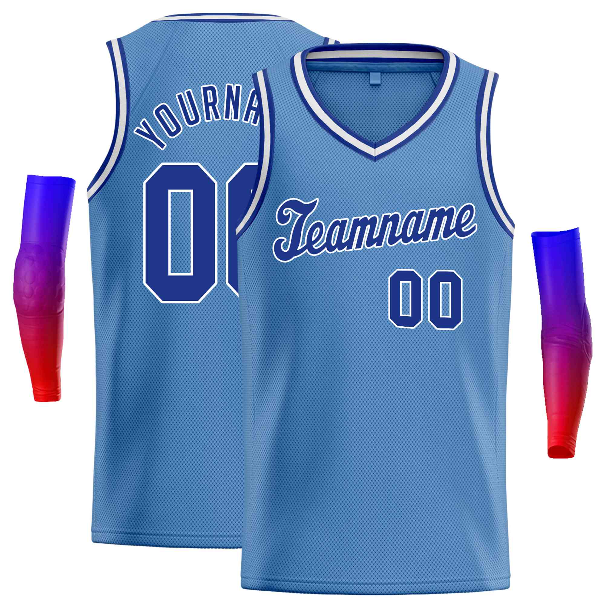 Custom Royal Royal-1 White Round Neck Rib-Knit Basketball Jersey