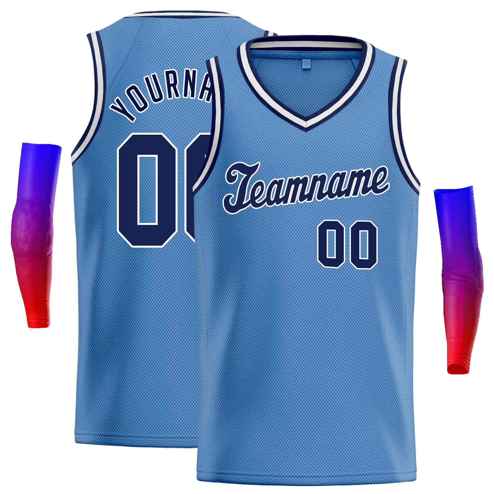 Custom Royal Navy-White Round Neck Rib-Knit Basketball Jersey