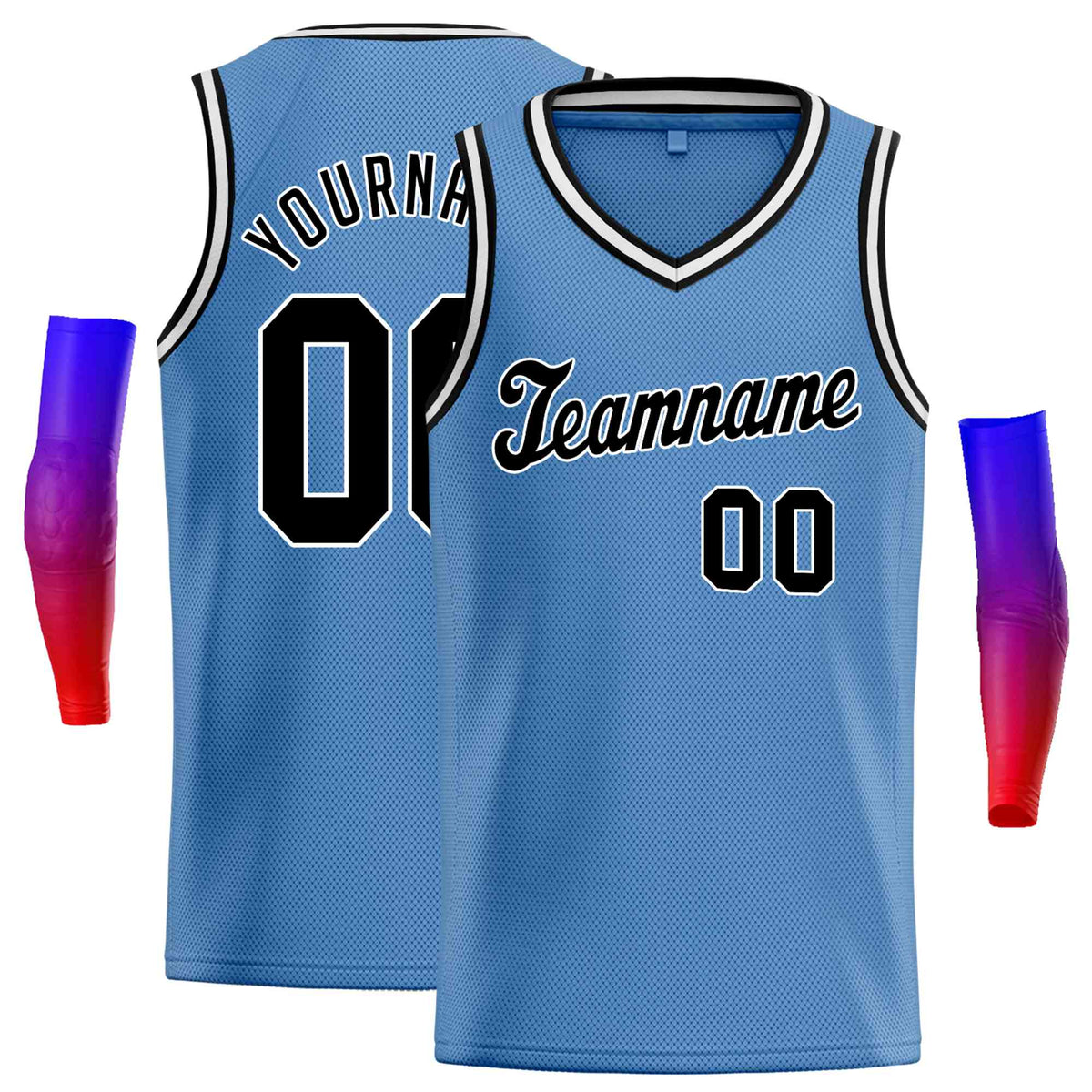 Custom Royal Black-White Round Neck Rib-Knit Basketball Jersey