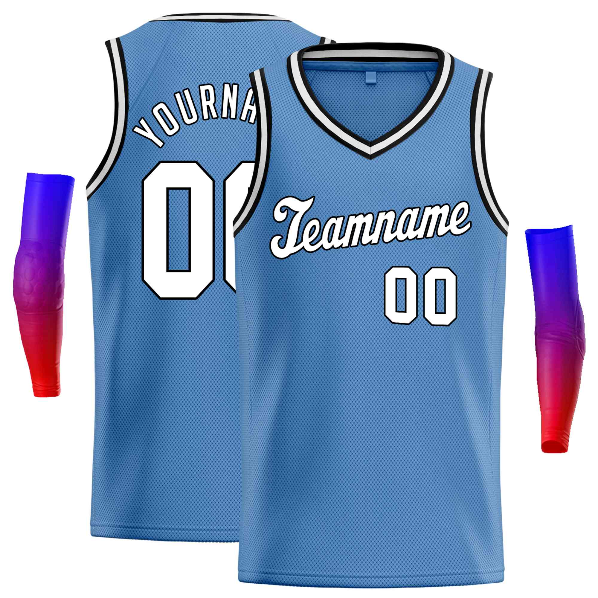 Custom Royal Black-White Round Neck Rib-Knit Basketball Jersey