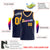 Custom Navy White Yellow Round Neck Rib-Knit Basketball Jersey